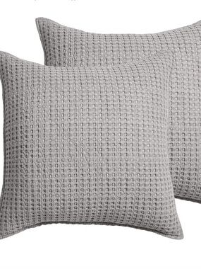 Levtex Home - Mills Waffle - Euro Sham (Set of 2) - Grey - Sham Size 26x26in